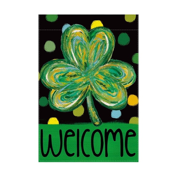 St Patricks Day Garden Flag, Four-leaf Clover Garden Flag, St Patricks Day Flag Irish Festival Courtyard Flag, Outdoor Holiday Yard Decor