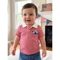 thumbnail image 6 of BemeyourBBs Toddler Baby Boys 4th of July Shirt Fourth of July Outfit Baby Boy Patriot Independence Day Clothes Collared Waffled Stripe Bird American Flag Embroidery Short Sleeve Summer Tee Shirt Top, 6 of 9