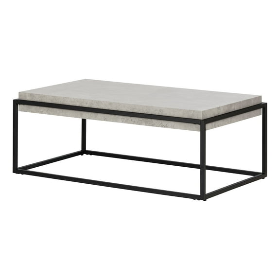 South Shore Mezzy 44" Coffee Table in Concrete Gray and Black