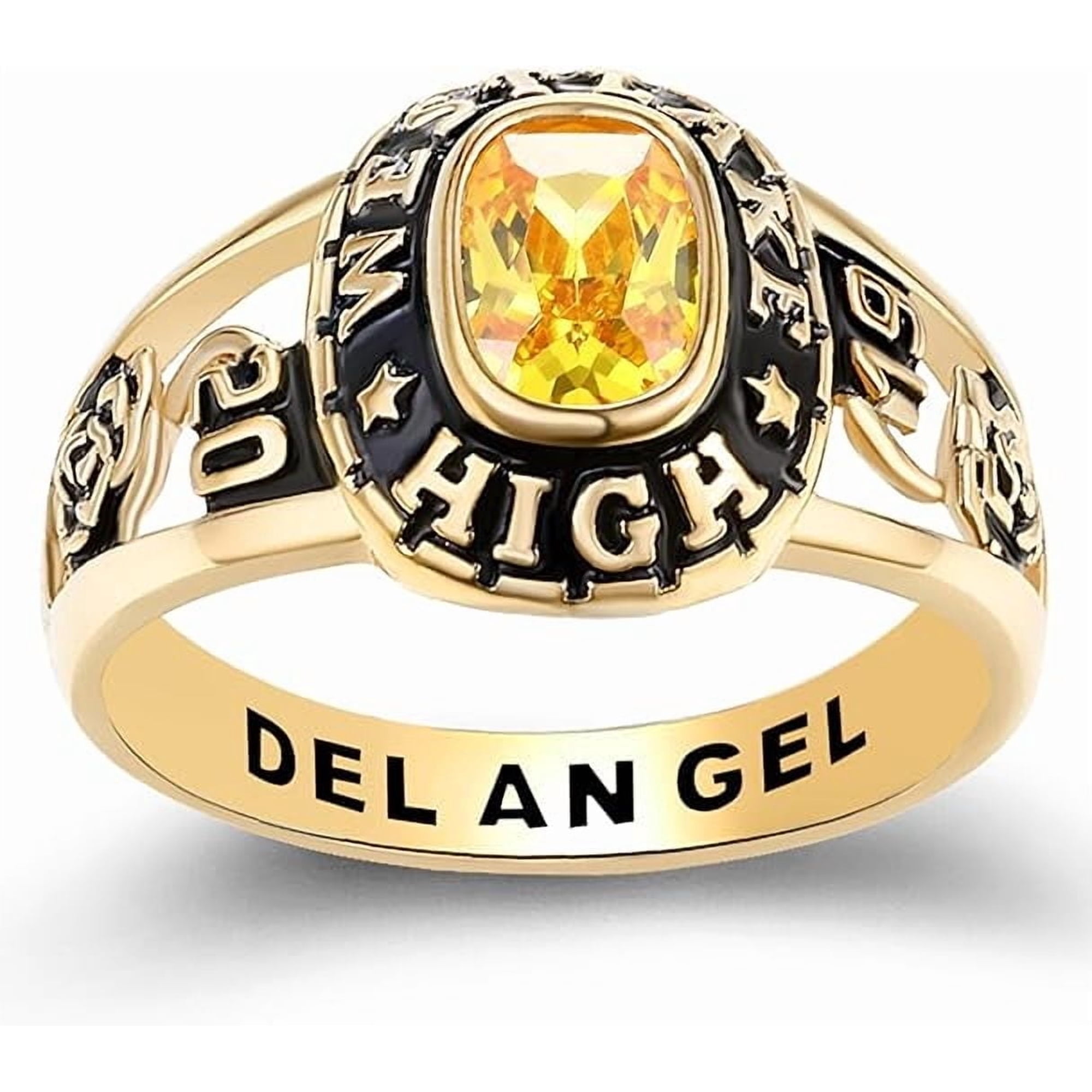 Ccjcinata Custom Class Rings Fully Personalized Class Rings for Women Rings Class Rings for Women High School Birthstone Graduation Rings of 2024 Size 5-15
