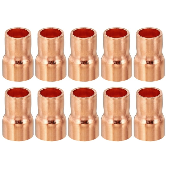 Uxcell 3/8" to 5/16" ID Copper Reducer, 10pcs Copper Reducing Coupling Pressure Fitting Pipe Tube Connector Adapter