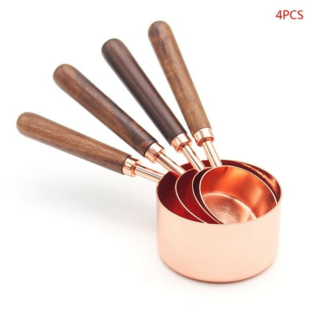 

4pcs Copper Coated Stainless Steel Measuring Spoons Cups Set with Scale Baking