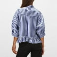 thumbnail image 4 of DeHolifer Womens Button Down Shirts Casual Striped 3/4 Ruffle Sleeve Turndown Collar Button Blouse Tops Navy M, 4 of 7