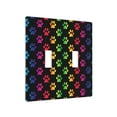 thumbnail image 2 of PAYOHTO Toggle Light Switch Wall Plate Paw Prints Gradient Rainbow Colors Double Switch Cover Standard Size 2-Gang 4.50" x 4.5" Unbreakable Polycarbonate Thermoplastic, 2 of 6