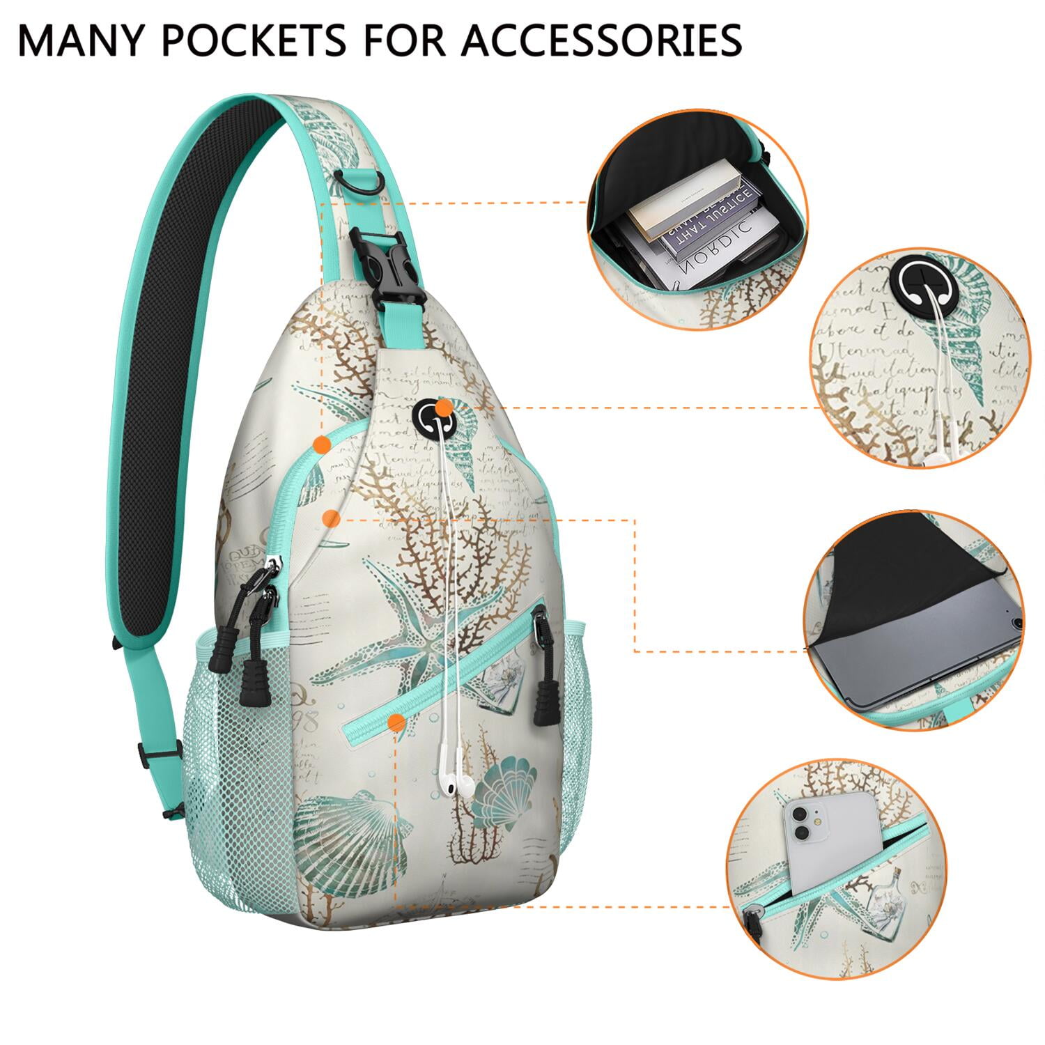 Tropical Crossbody Bag - Nautical Themed Lightweight Shoulder Backpack for Outdoor Adventures - Durable Anti-Theft Design for Beach, Travel, Urban Use