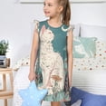 thumbnail image 4 of Fotbe Celestial Cat And Flowers Vestido de Dormir para Niñas de 3 a 10 Años, Mangas Cortas, Estilo Princesa, Pijama Camisón con Mangas Voladas-XX-Large, 4 of 6