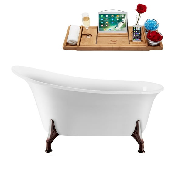59" Streamline N1100BL-IN-BL Clawfoot Tub and Tray With Internal Drain