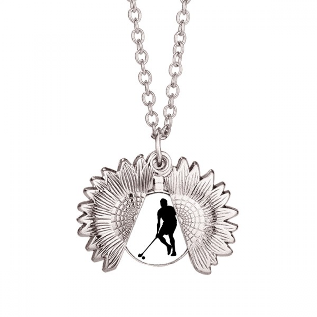 Physical Education Hockey Sports Running Sunflower Necklace Pendant Locket Jewelry