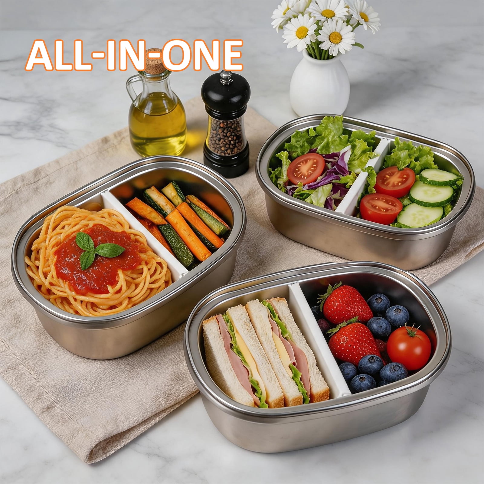 Koomade 33oz Rectangle Food Container With Lunch Box Bag Stainless Steel Double Vacuum Insulated Silver