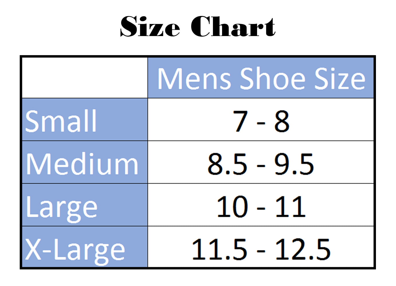 Fitkicks Size Chart