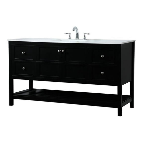 Elegant Decor Theo 60" Zinc Alloy MDF Single Bathroom Vanity in Black