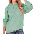 thumbnail image 2 of Sudadera con capucha Manga larga Material de poliéster respetuoso con la piel Color puro Sombrero con cordón Top de mujer para exteriores Diario Verde claro L, 2 of 5