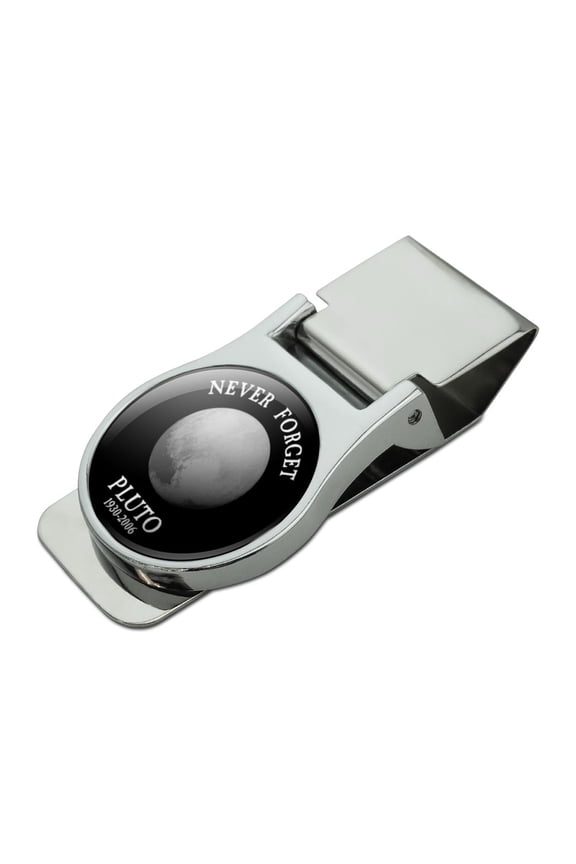 Never Forget Pluto Planet Astronomy Memorial Funny Satin Chrome Plated Metal Money Clip