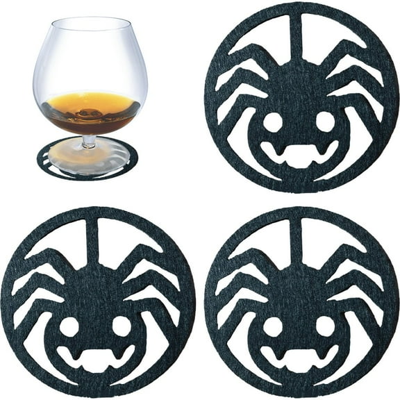 Happy Halloween Coaster Spider Pattern Coasters Round Pad Table Decor Cup Coasters for Kitchen Office