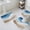 Blue, variant on Turquoise Brown Bath Mat 3 Piece Bathroom Rug Set, Teal White Geometric Gradient Stripes Non Slip Bath Rug Contour Mat and Toilet Lid Cover, Absorbent Shower Mats Soft Bath Rugs and Mats Sets