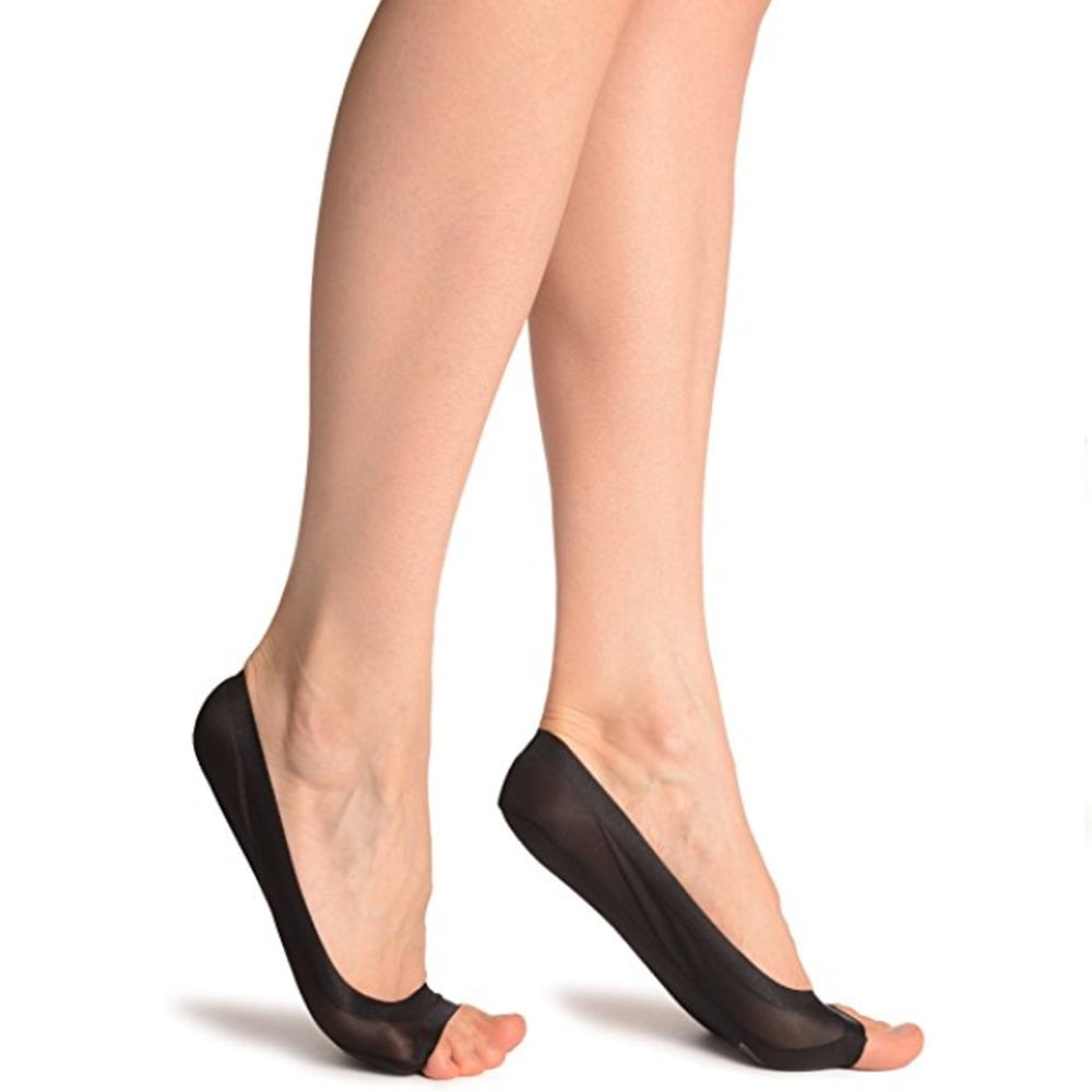 black sock heels peep toe
