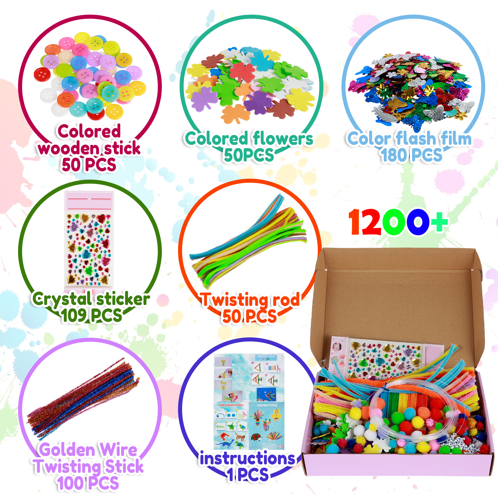 DIY Arts and Crafts Supplies Kit Educational Handmade Creative Material Set For Kids (asshown )