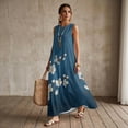 thumbnail image 3 of Xixirimido Cherry Blossom Blue Print Maxi Dress for Women Crewneck Sleeveless Dresses A-line Casual Flowy Summer Beach Long Sundresses with Pockets Vacation Wear, 4X-Large, 3 of 7