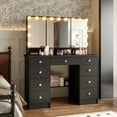 thumbnail image 4 of OXYLIFE Makeup Vanity Desk with Mirror and 3 Color Lights and 9 Drawers for Bedroom, Black, 4 of 6