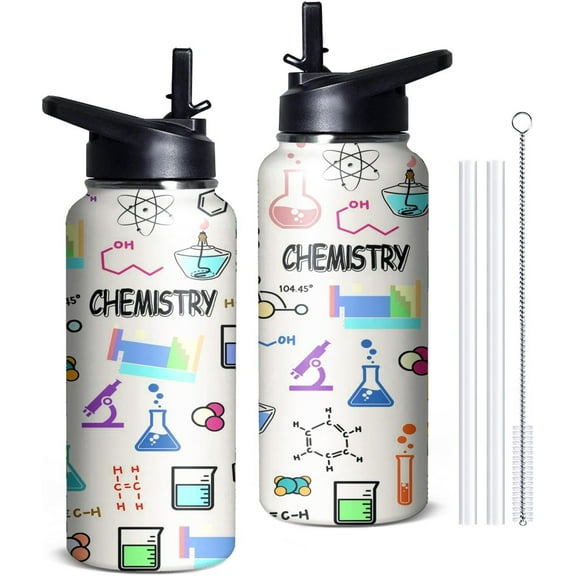 32oz Insulated Chemistry Teacher Tumbler with Straw & Flip Lid - Stainless Steel Water Bottle Gift for Chemistry Teachers (Men & Women)