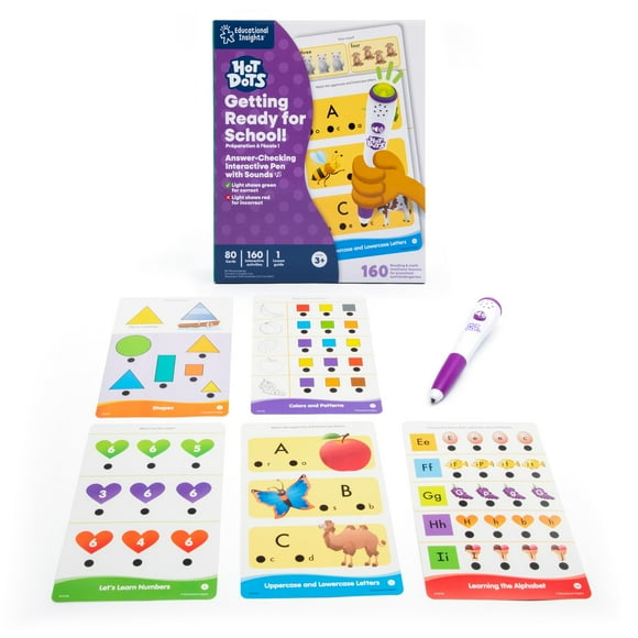 Educational Insights Hot Dots Jr. Préparation pour l'École, Inclut Stylo Hot Dots, PreK & K Prepared