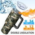 thumbnail image 2 of 40 oz Camouflage Tumbler with Handle Flip Straw Lid Travel 40oz Camouflage Travel Must Haves Tumblers Lids Straws Vacuum Insulated Leak Proof Stainless Steel Cup Mug Unisex Gifts, 2 of 5