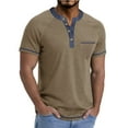 thumbnail image 2 of WRKEKC Men's T-Shirts Pullover Solid Color Color Block Button Pullover Raglan Short Sleeve T Shirt Top Casual Shirt Comfortable Fit, 2 of 6