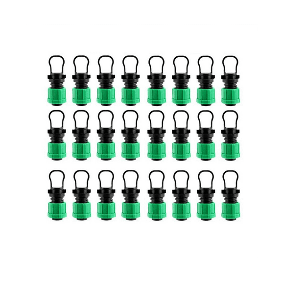 24Pcs Drip Irrigation Tubing End Cap Plug 1/2 Inch Universal End Cap Fitting, for with 16mm Drip Tape Tubing Sprinkler