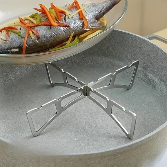 NORIZF Stainless Steel Foldable Steamer Rack,High Temperature Resistant Cross Trivet Stand,Portable Kitchen&Camping Cooking Steaming Support Rack for Pots