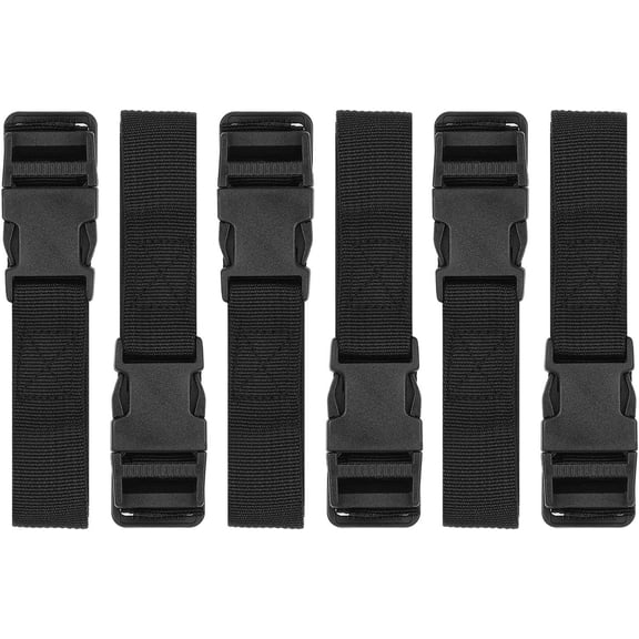 6 Pack Luggage Nylon Straps with Quick Release Buckle Utility Straps for Travel Packing Outdoor , M, Black
