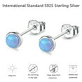 thumbnail image 5 of Moonstone Earrings 925 Sterling Silver Round Synthetic Moonstone Stud Earrings Moonstone Jewelry for Women Hypoallergenic Earrings for Sensitive Ears,blue+platinum, 5 of 8