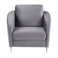 thumbnail image 3 of JERFIT Modern Velvet Accent Chair with Diamond Tufting, Gray Upholstered Armchair for Living Room, 3 of 5