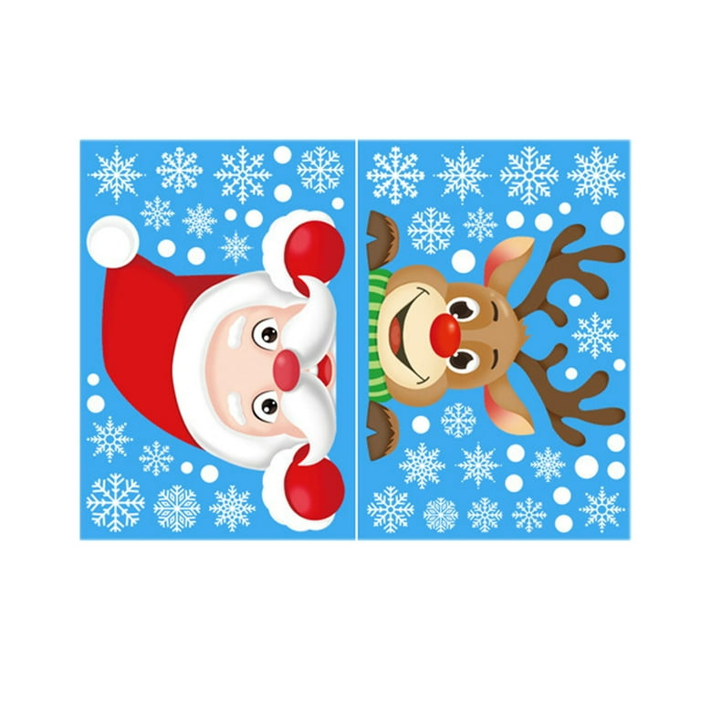 lystmrge Glitter Stickers Sheet Stickers Portable Shooting Bench Christmas  Wndow Grille Sticker Santa Claus Glass Window Decoration 