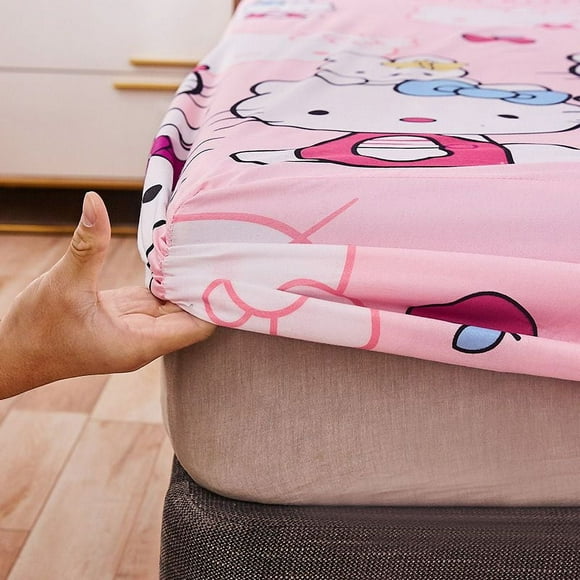 Sanrio Hello Kitty Bed Cover No Pillowcase Mattress Cover Protective Cover Anti-slip Fixation Cartoon Thin Mattress Dust Cover