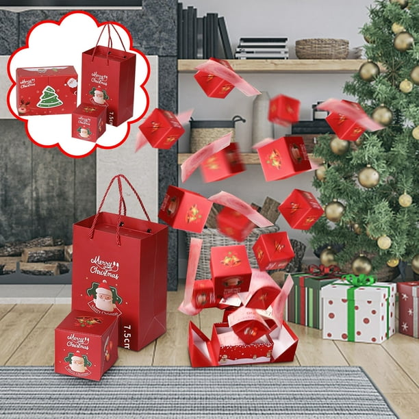 Caja de regalo Pop-Up Explosion para sorpresa de dinero - Caja de regalo sorpresa navideña con confeti desplegable - Caja cubo de 7,5" para propuestas, cumpleaños, fiestas