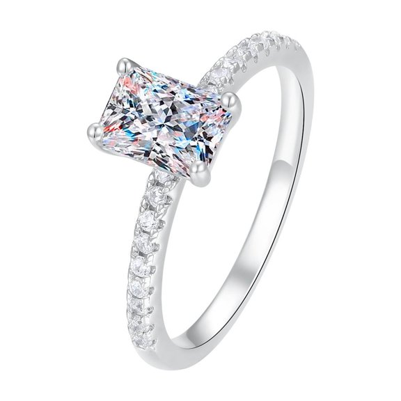 1 Carat Womens Moissanite Rings for Women 925 18K White Gold Moissanite Wedding Band for Bridal Set Simulated Diamond Promise Ring Fiancee Lab Grown Diamond Engagement Rings