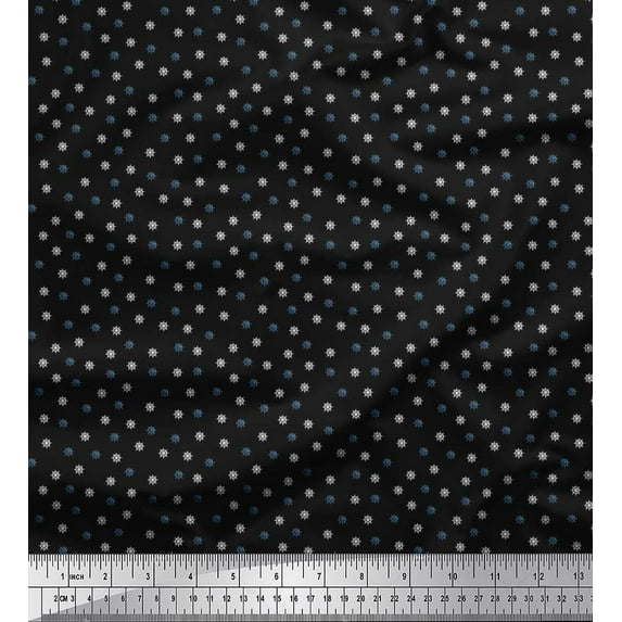 Soimoi Polyester Crepe Fabric Ship Wheel Shirting Printed Craft Fabric by The Yard 52 Inch Wide