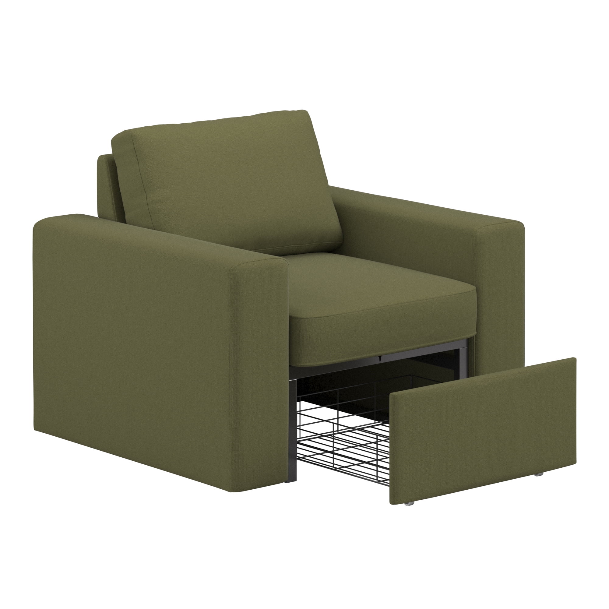 Weston Home Glen Park Modern Accent Chair with Hidden Storage, Green