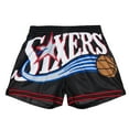 thumbnail image 2 of Women's Mitchell & Ness  Black Philadelphia 76ers Swingman Big Face 3.0 Basketball Shorts, 2 of 4