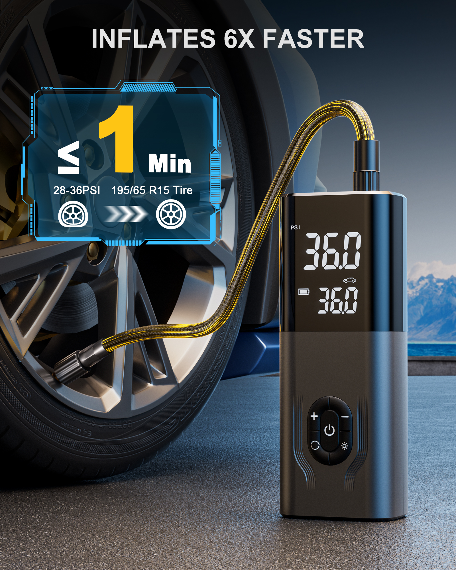 REHOTTOP 180 PSI Portable Tire Inflator with LED photo 3