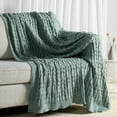 thumbnail image 4 of Carriediosa Cable Knit Throw Blanket Farmhouse Decor for Couch Chair Bed Sofa, 60" x 80" Sage Green, 4 of 6
