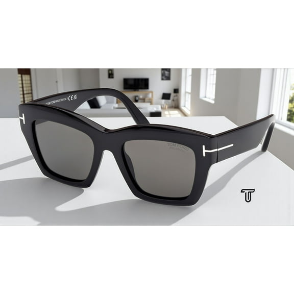 Tom Ford FT1191 01D Acetate Shiny Black Smoke Polarized 52 mm Women's Sunglasses