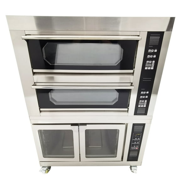 Movable Electric Triple Pizza Oven with fermentation Tank 4 Baking Sheets and 8 Fermentation Sheets 220V 20℃-400℃