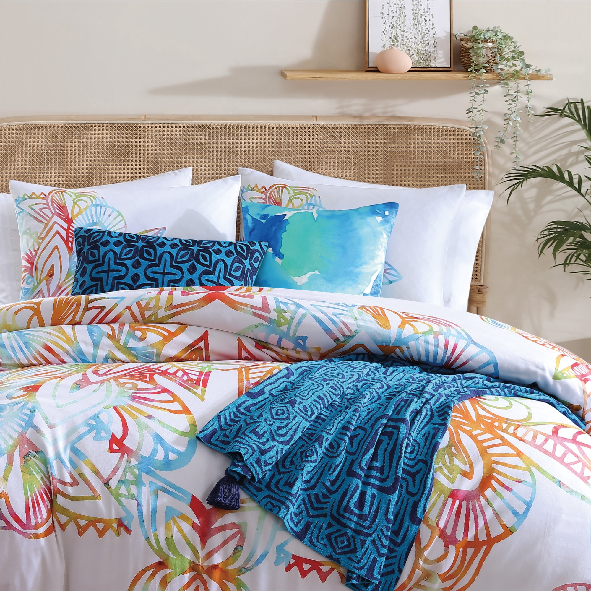 Rochelle Porter Design Wild Out Printed 3-Piece Duvet and Sham Set Cotton Multi Color Full/Queen All Season, Adult
