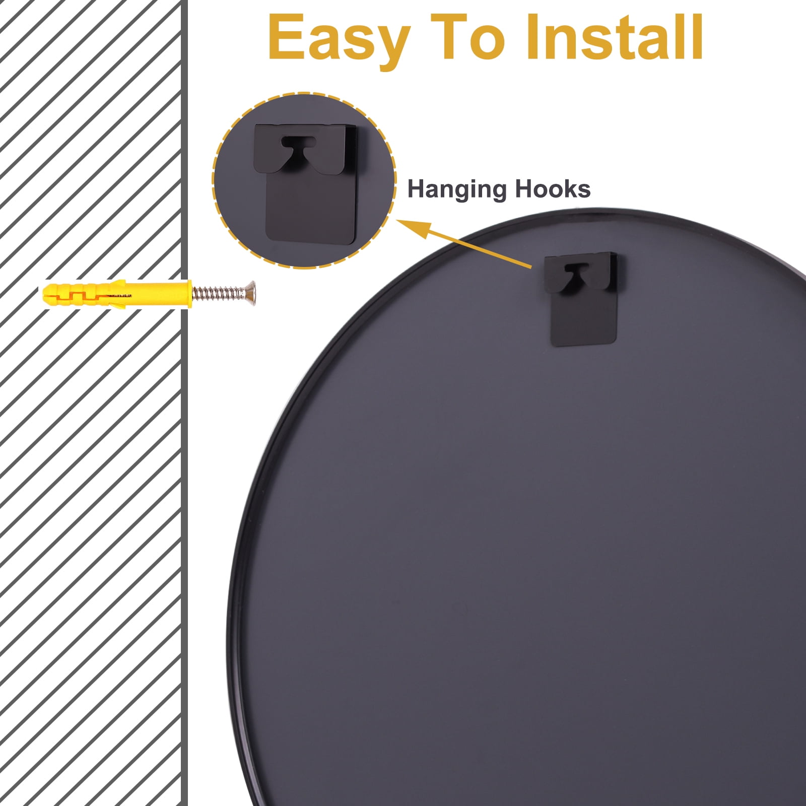 Lumora 24" Round Bathroom Mirror Wall Mirror Metal Frame Circle Mirror, Gold