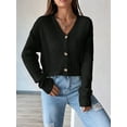 thumbnail image 6 of Women'S Long Sleeve Button Front V-Neck Soft Knit Cardigan Sweaters Black XL, 6 of 8