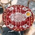 thumbnail image 2 of Red Boho Round Tablecloth, Fitted Table Cover with Elastic for 45"-54" Round Tables, Multicolored Colorful Tainted Pattern Tribal Table Cloth Outdoor Indoor Dinning Party Waterproof Tablecloths, 2 of 7