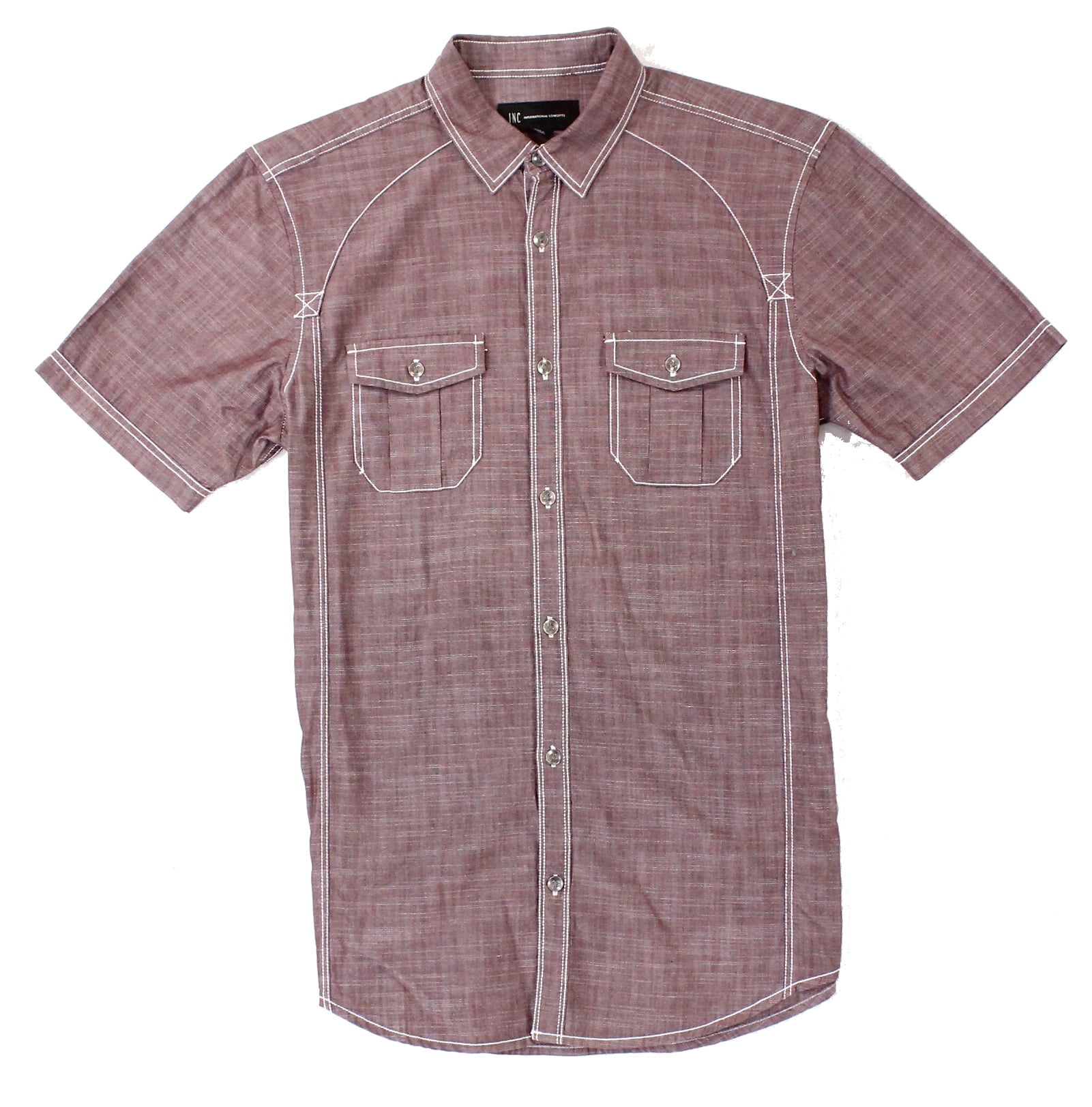 INC - INC NEW Rum Raisin Red Mens Size Small S Chambray Button Down ...