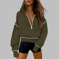 thumbnail image 2 of CFLVAEK Cropped Hoodies for Women Plus Size Half Zip Hooded Pullover Loose Fit Drop Shoulder Long Sleeve Hoodie Sweatshirts Army Green XXXL, 2 of 7