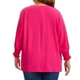 thumbnail image 3 of Agnes Orinda Women's Plus Size Chiffon Tops Batwing Ruffle Long Sleeve Casual Loose Shirts Blouses 2X Hot Pink, 3 of 7